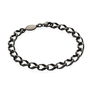 Sterling Silver Mens Bracelets - Men's Black Sterling Silver Chain Bracelet