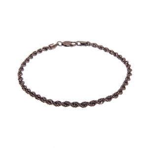 Sterling Silver Mens Bracelets - Men's Sterling Silver Chocolate Colour Chain Bracelet