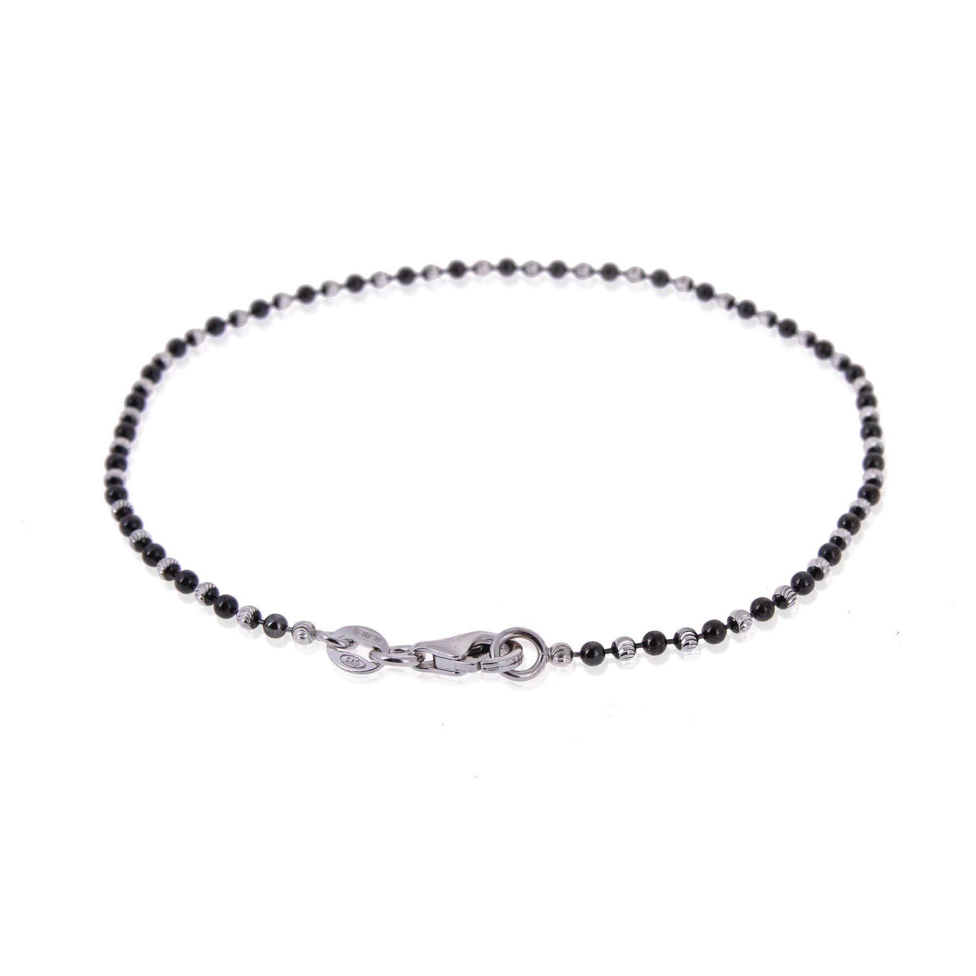 Sterling Silver Mens Bracelets - Men’s Sterling Silver Diamond Balls Chain Type Bracelet