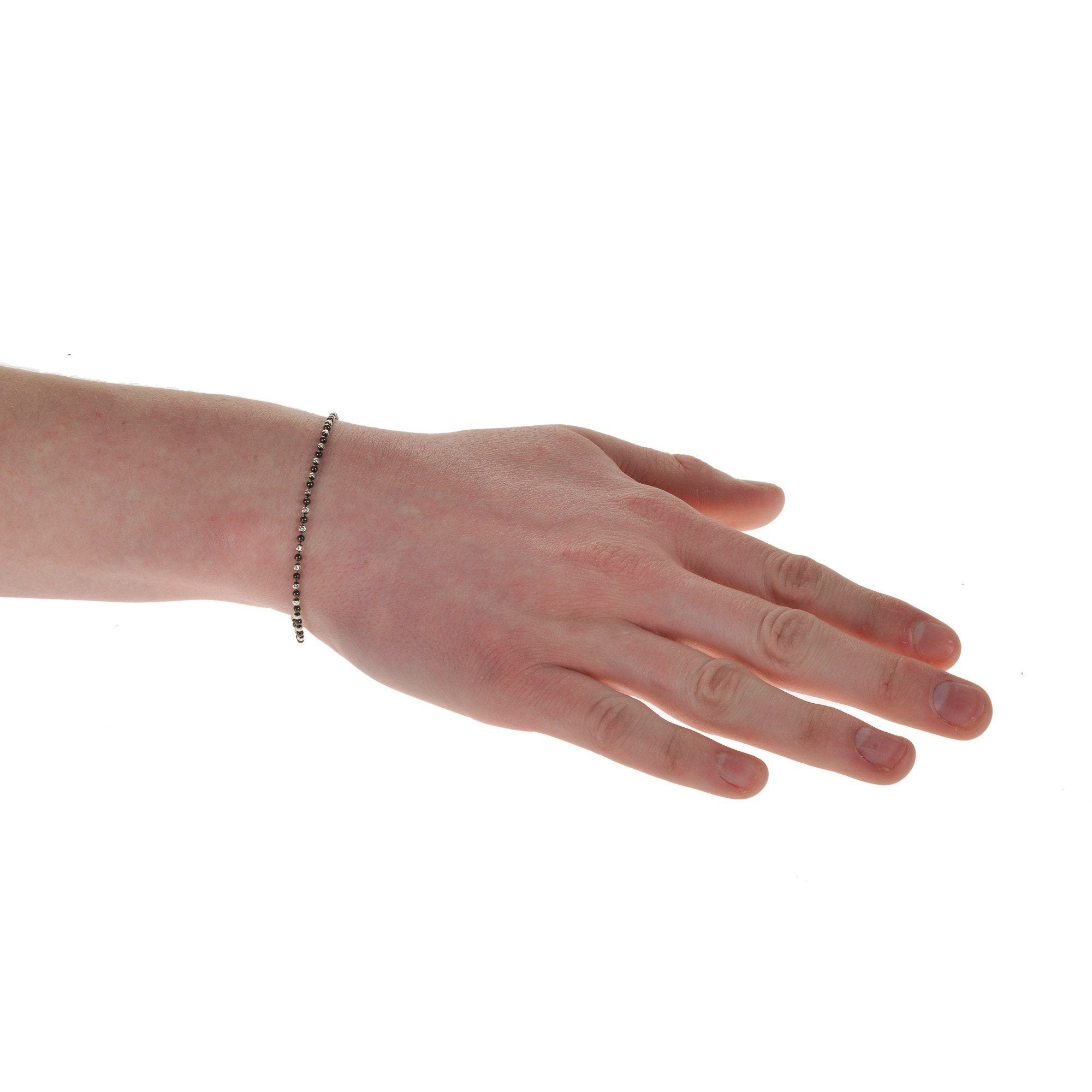 Sterling Silver Mens Bracelets - Men’s Sterling Silver Diamond Balls Chain Type Bracelet