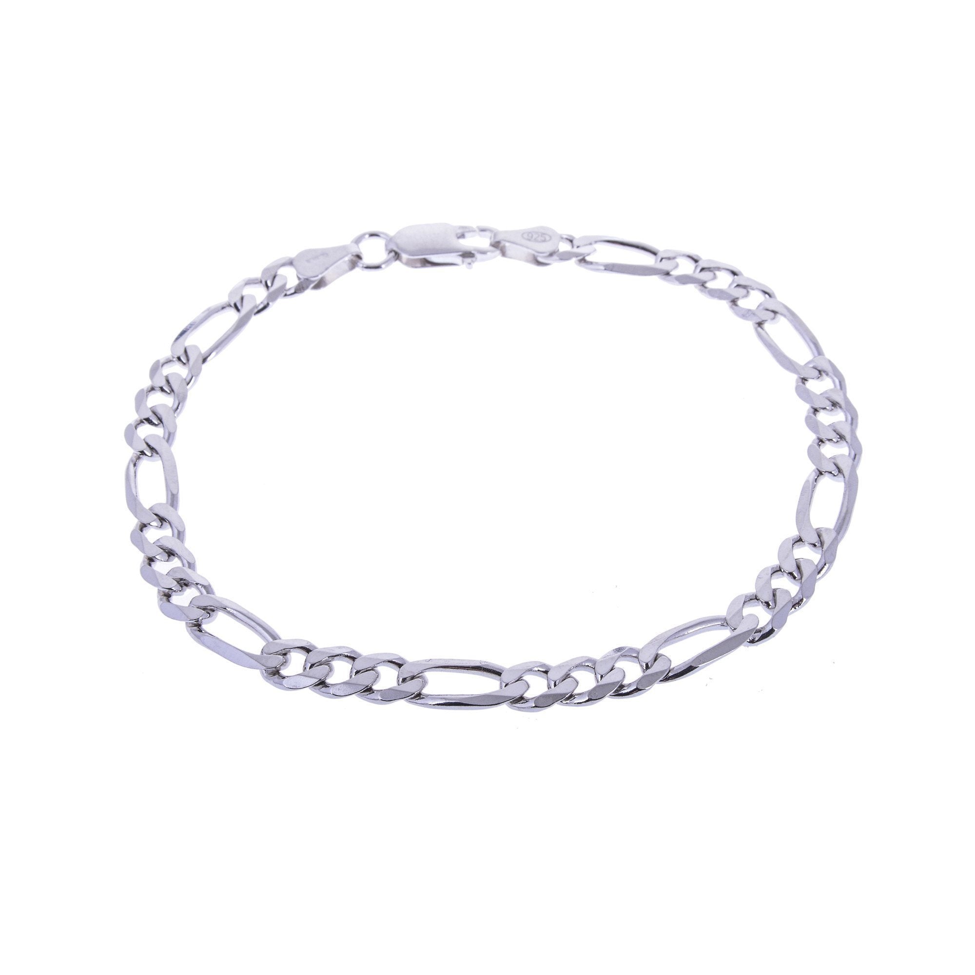 Sterling Silver Mens Bracelets - Men’s Sterling Silver Figaro Type Chain Bracelet