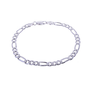 Sterling Silver Mens Bracelets - Men’s Sterling Silver Figaro Type Chain Bracelet