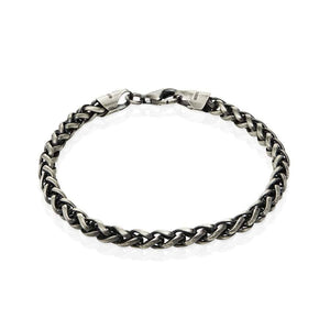 Sterling Silver Mens Bracelets - Men's Sterling Silver Gunmetal Grey Bracelet