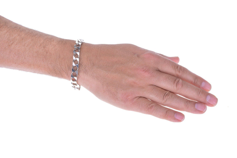 Sterling Silver Mens Bracelets - Men's Sterling Silver Wide Chain Bracelet