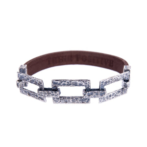 Sterling Silver Mens Bracelets - Silver Chain Detail And Brown Leather Men Bracelet