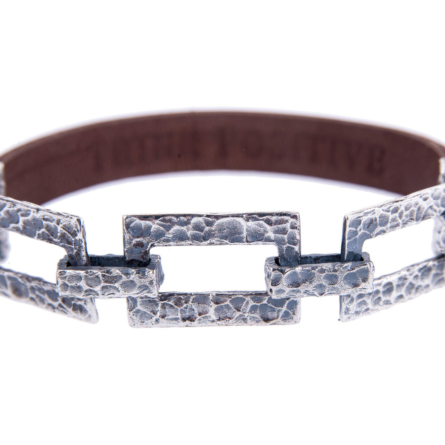 Sterling Silver Mens Bracelets - Silver Chain Detail And Brown Leather Men Bracelet