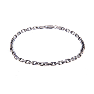Sterling Silver Mens Bracelets - STERLING SILVER CHAIN BRACELET IN GUNMETAL