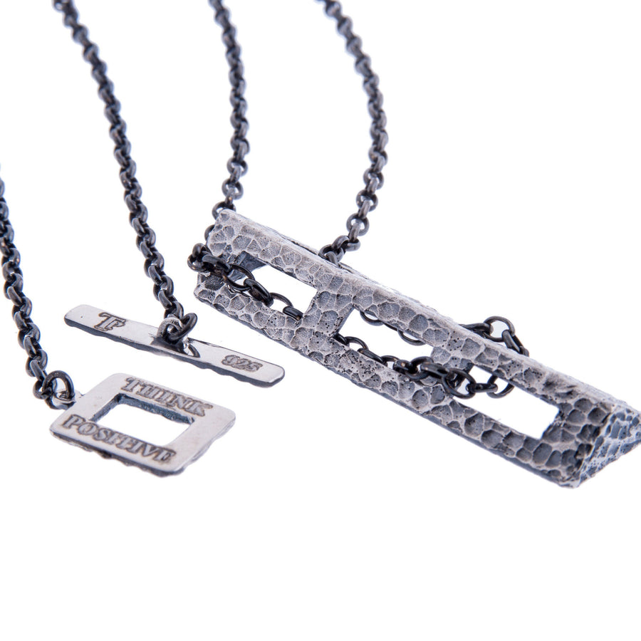 Sterling Silver Mens Necklaces - Hammered Silver Chain Pendant Men Necklace