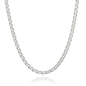 Sterling Silver Mens Necklaces - Sterling Silver Curved Link Necklace