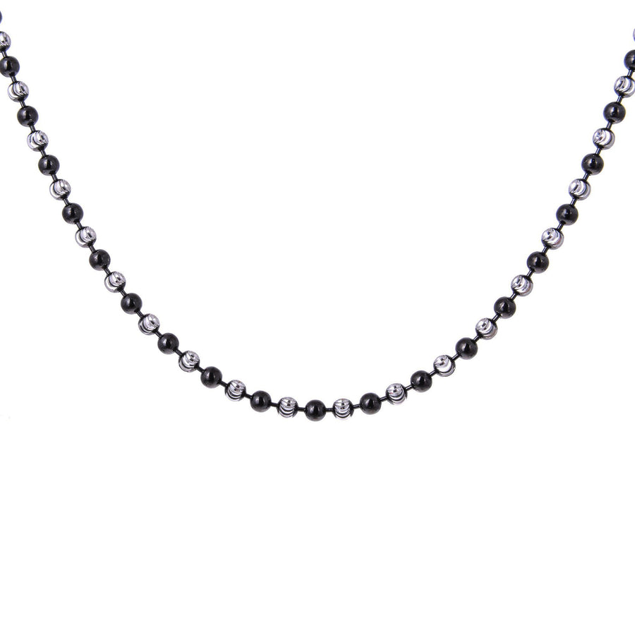 Sterling Silver Mens Necklaces - Sterling Silver Diamond Balls Chain Necklace