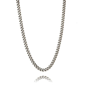 Sterling Silver Mens Necklaces - Sterling Silver Gunmetal Grey Necklace